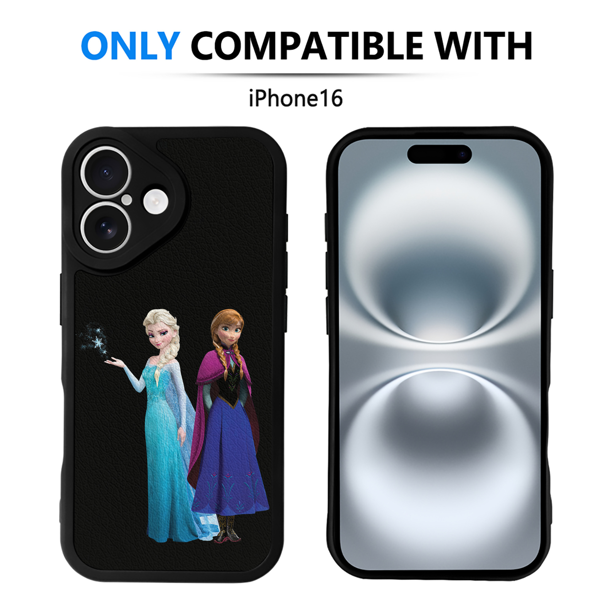 （画像用） アナと雪の女王 アンナ エルサ Frozen Anna Elsa 【iPhone 16シリーズ対応】シリコンスマホケース（レザー調） 材質：シリコン